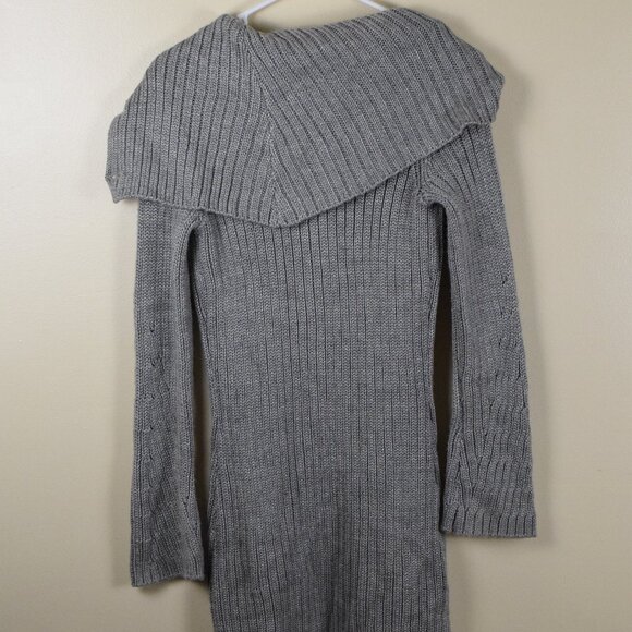 Kenar Wool Blend Grey Asymmetrical Neck Long Button Cardigan Sweater Winter Fall - Picture 9 of 13